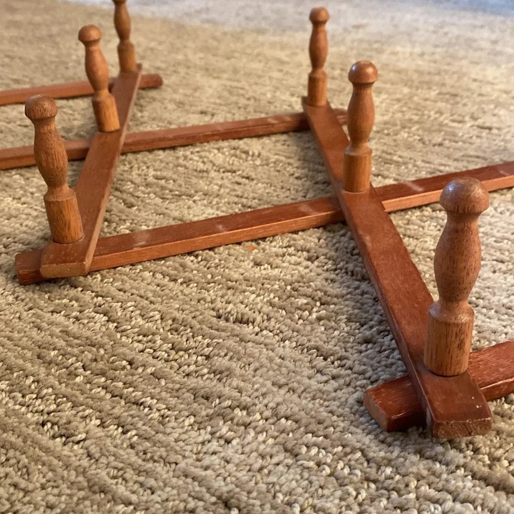 Vintage Wood 10 peg Coat Rack Wall Hanger